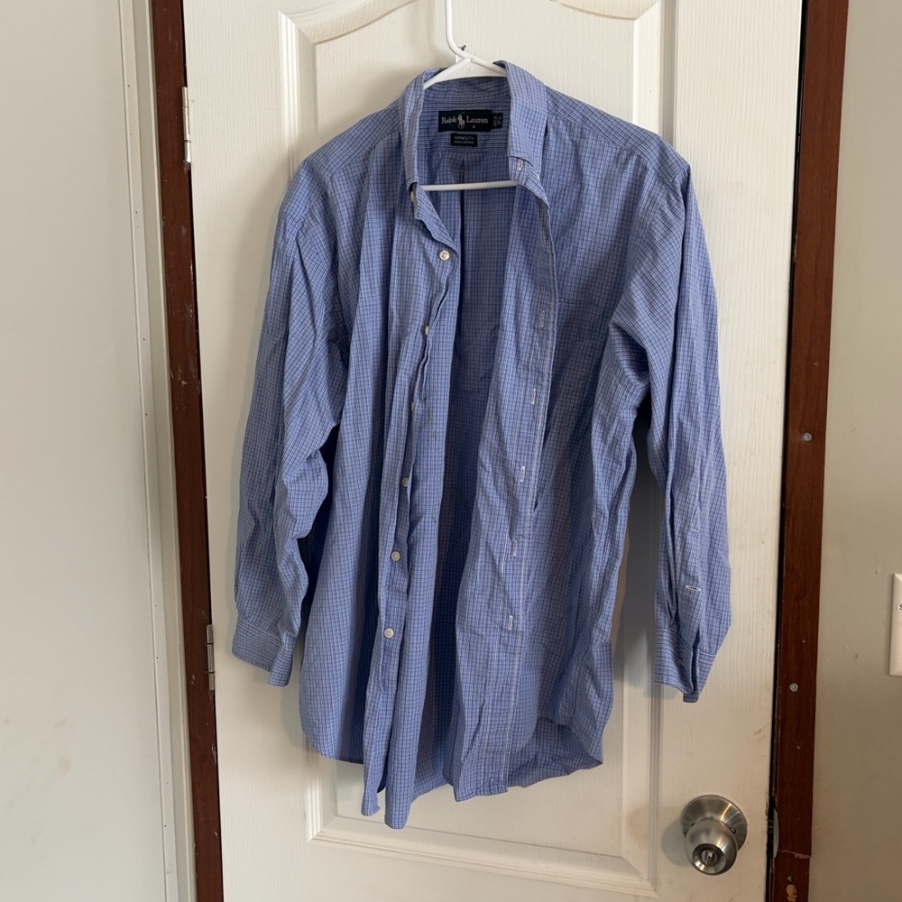 Ralph Lauren Blue Label  Yarmouth Men's Plaid Shirt Neck 16 1/2